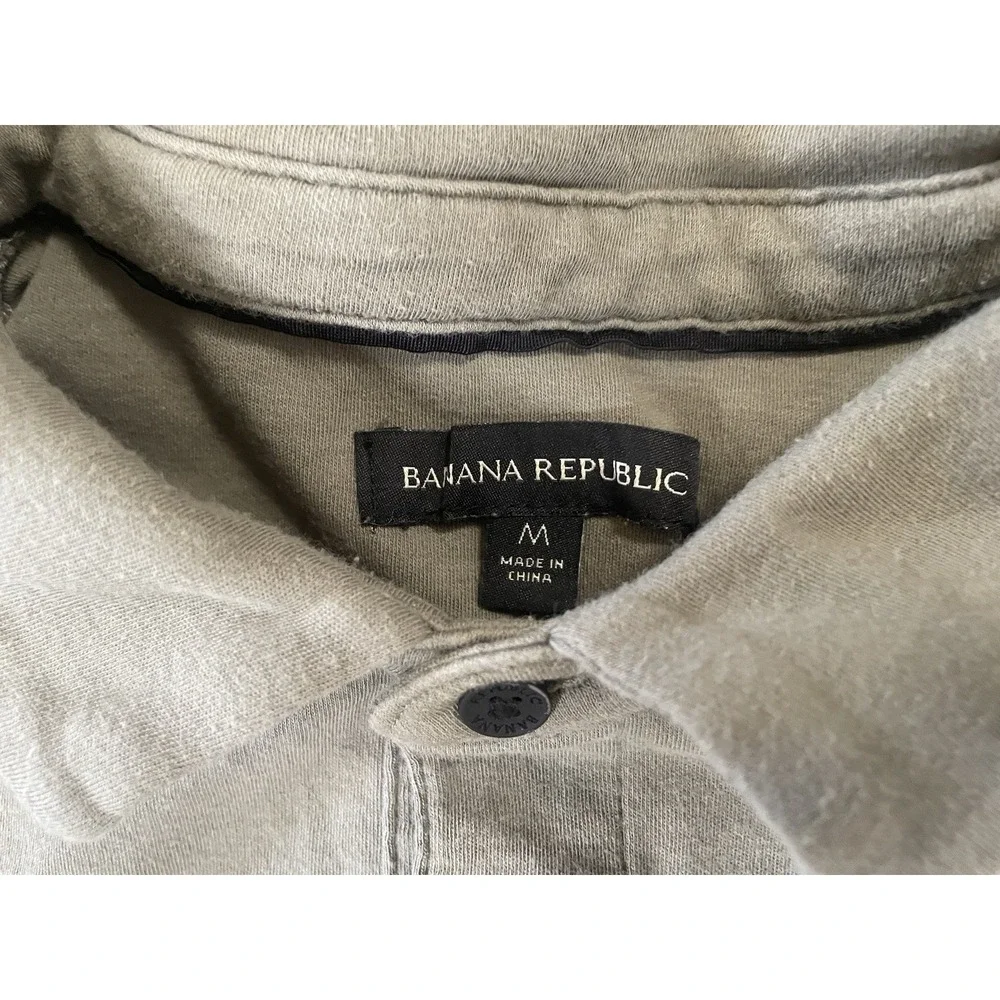 Banana Republic Polo Shirt Mens Sz M Olive Green Short Sleeve Cotton Logo Pique